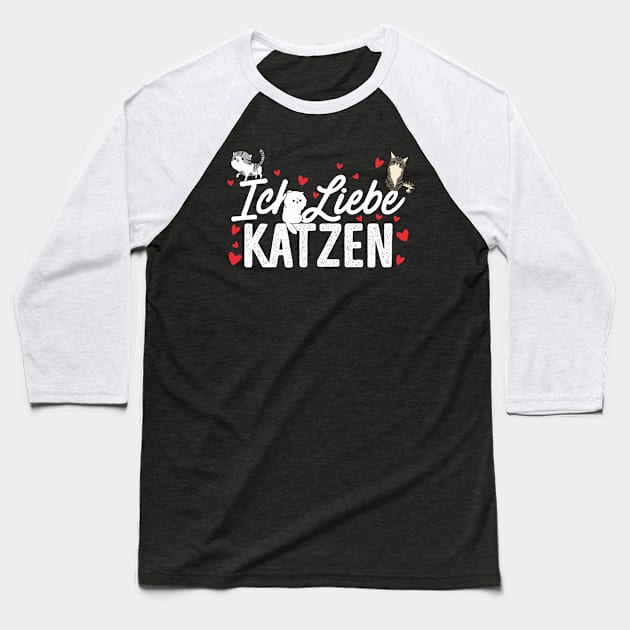 Iche Liebe Katzen Lustige Baseball T-Shirt by thingsandthings